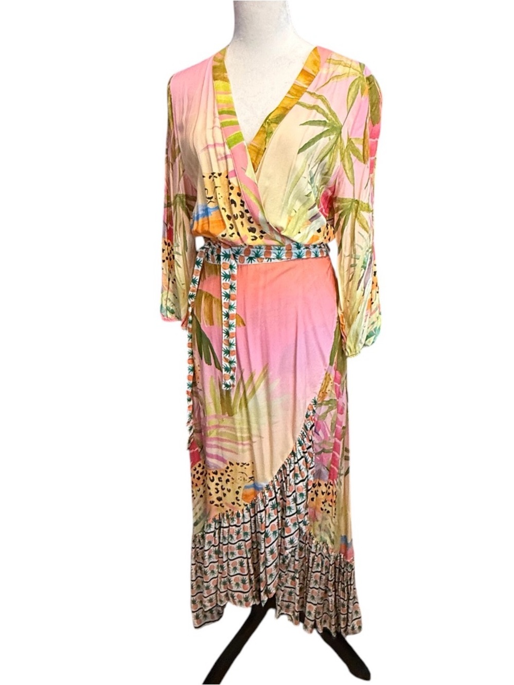 NWOT - Farm Rio Tropical Wrap Maxi Dress - Picture 5 of 9